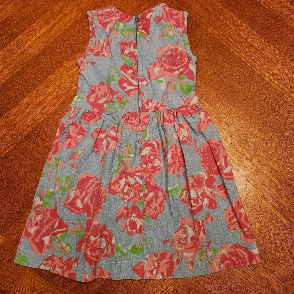 Girls Anna Bouche Casual Dress 3T Blue Red Floral A2 - Picture 4 of 4